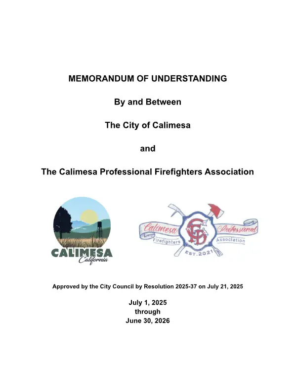Image depicting the front page of the CPFA's MOU.